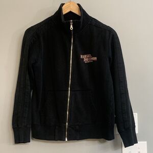 Harley Davidson Jacket Graphic Zip Up Mock neck Sweatshirt Bikercore‎ Small EUC